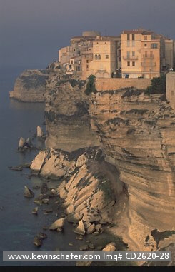 FRANCE, CORSICA: Bonifacio, Fortified City buildings on cliffs above southern coast.