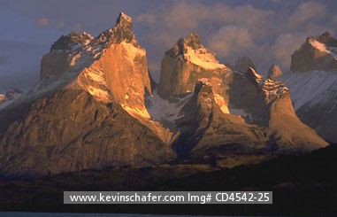 CHILE, PATAGONIA: Chile, Andes Mountains, Torres del Paine National Park, Cuernos (Horns) del Paine at sunrise.