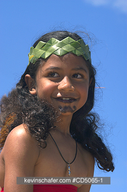 NIUE, PEOPLE: Young girl dancing at festival, Niue Island, South Pacific.