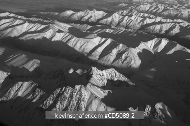 ALASKA: Snowy Ridges, Chugach Mountains near Eagle River, WINTER   Black and White