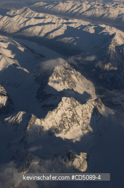 ALASKA: Anchorage Area, Chugach range aerial, Chugach State Park, WINTER.