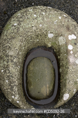 SCOTLAND, SHETLAND ISLANDS: Jarshof Ruins, Stone mortar & pestle from excavated Iron Age Settlement