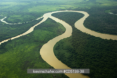 BRAZIL: Aerial of Cuiaba River, Jaguar habitat, Pantanal, Mato Grosso, Brazil.