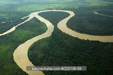 BRAZIL: Aerial of Cuiaba River, Jaguar habitat, Pantanal, Mato Grosso, Brazil.