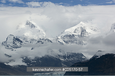 SOUTH GEORGIA ISLAND: High peaks in clouds, South Georgia Island, South Atlantic, Allardyce Range above Moraine Fjord