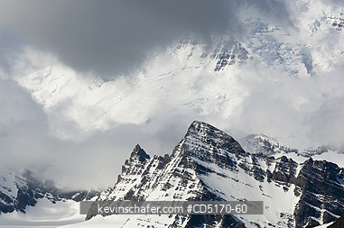 SOUTH GEORGIA ISLAND: Clouds cling to mountain summits, South Georgia Island, South Atlantic Ocean, Allardyce Range