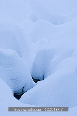 WASHINGTON, US: Snoqualmie Pass, heavy snow along forest creek, CASCADE MOUNTAINS, Washington, USA  