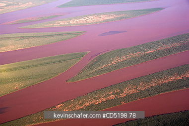 MADAGASCAR: MADAGASCAR, Aerial of sediment-filled Betsiboka River, Mahajanga area