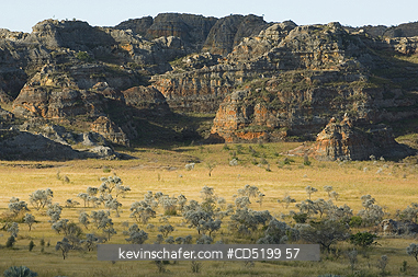 MADAGASCAR: Madagascar, Isalo National Park, Eroded sandstone landscape