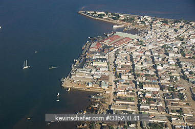 MADAGASCAR: Aerial of port at entrance to Betsiboka River, Mahajanga, Western Madagascar
