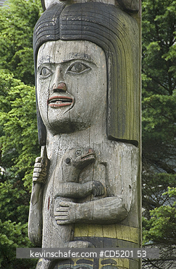 TOTEMS: Detail, Totem Pole, Juneau, Alaska