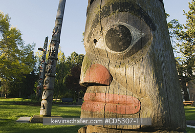 TOTEM POLE, HAIDA: Haida Totem Poles, Thunderbird Park, Royal British Columbia Museum, Victoria, BC, CANADA