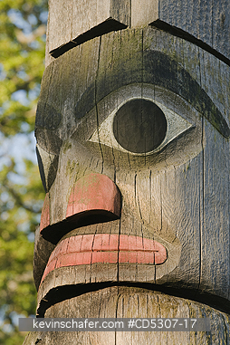 TOTEM POLE, HAIDA: Haida Totem Poles, detail, Thunderbird Park, Royal British Columbia Museum, Victoria, BC, CANADA