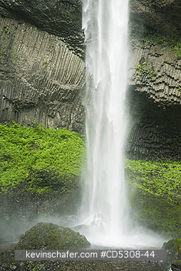 OREGON, FALLS: Latourell Falls (249�ft or 76�m. high) and Columnar Basalt , Columbia River Gorge, Oregon