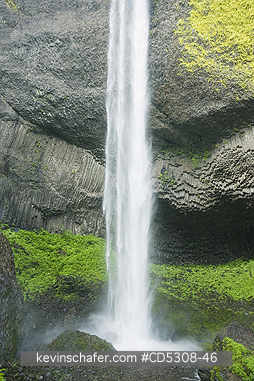 OREGON, WATERFALLS: Latourell Falls (249�ft or 76�m. high) and Columnar Basalt , Columbia River Gorge, Oregon