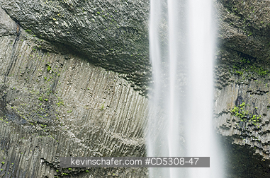 OREGON, WATERFALLS: Latourell Falls (249�ft or 76�m. high) and Columnar Basalt , Columbia River Gorge, Oregon