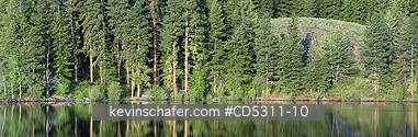 WASHINGTON, METHOW VALLEY: Forest and lake at dawn, Methow Valley, Washington