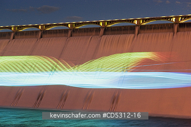 WASHINGTON, COULEE DAM: Seasonal laser light show, Grand Coulee Dam, Columbia River, Washington USA