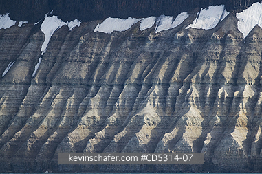 SVALBARD: Triassic Sediments, eroded into cliffs, Hinlopen Strait, Svalbard
