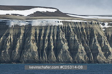 SVALBARD: Triassic Sediments, eroded into cliffs, Hinlopen Strait, Svalbard