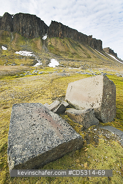 SVALBARD: Boulders on tundra, Autumn, Kapp Freeden, Svalbard