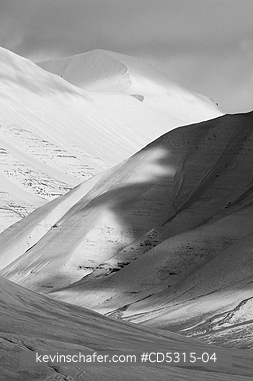 NORWAY: Fresh snow, Longyearbyen, Svalbard, AUGUST