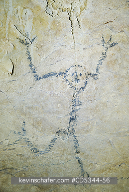 PICTOGRAPH: Dancing or Drunken Figure, Taino cave pictographs, Los Haitises National Park, Dominican Republic