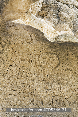 DOMINICAN REPUBLIC, PETROGLYPH: Taino petroglyphs, Las Caritas, Lago Enriquillo National Park, Dominican Republic