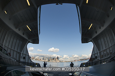 WASHINGTON, CITIES: Downtown Seattle from Car Deck of Washington State Ferry