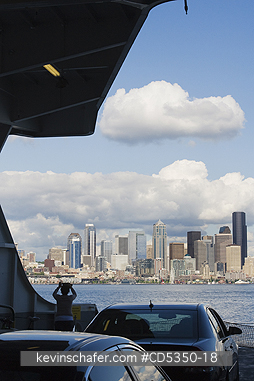 WASHINGTON, CITIES: Downtown Seattle from Car Deck of Washington State Ferry