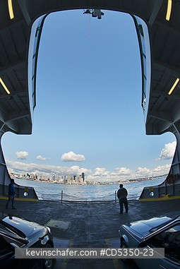 WASHINGTON, CITIES: Downtown Seattle from Bainbridge Island Ferry, Washingtion State Ferries