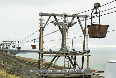NORWAY, SVALBARD: Coal tram, Longyearbyen, Historic mining community, Svalbard, Arctic Norway