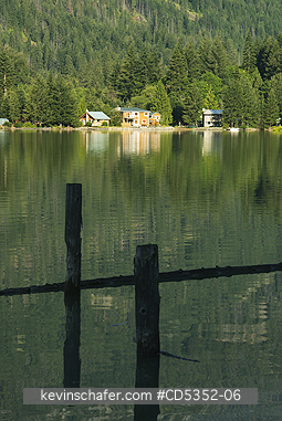 WASHINGTON: Houses on Lake Chelan shore,  Stehekin, Lake Chelan National Recreation area, Washington 