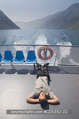 WASHINGTON: Traveling up lake Chelan on Lady 2 ferry, Lake Chelan, Washington USA