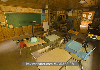 WASHINGTON: Historic Stehekin School interior, Built in 1921 - used until 1988, Stehekin, Lake Chelan National Recreation area, Washington : Added to the National Register of Historic Places in 1974.