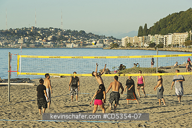 SEATTLE: Volleyball players, Alki Beach, Puget Sound, Seattle, Washington