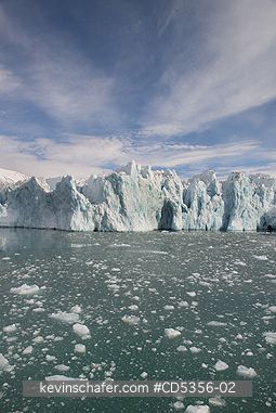 NORWAY, SVALBARD: Tidewater glacier and summer sky, Leifdefjorden, Spitsbergen island, Svalbard, Arctic Norway