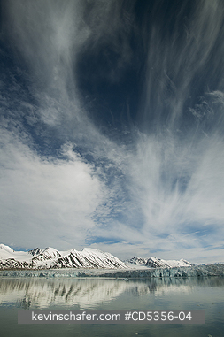 NORWAY, SVALBARD: Tidewater glacier and summer sky, Leifdefjorden, Spitsbergen island, Svalbard, Arctic Norway