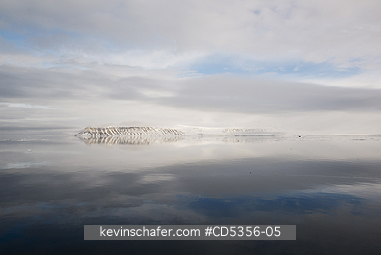 NORWAY, SVALBARD: Island in summer mist, Vaigattbogen, Svalbard, Arctic Norway