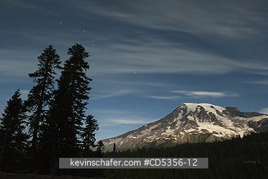 MT RAINIER, WASHINGTON: Moonlight on Mt. Rainier with Big Dipper, Mt. Rainier National Park, Washington