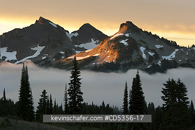WASHINGTON STATE: Summer sunrise, Tatoosh Range, Paradise area, Mt. Rainier National Park, Washington