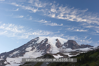 MT RAINIER, WASHINGTON: Cirrus Clouds over Paradise area, Mt. Rainier National Park, Washington