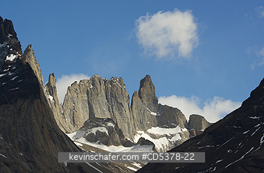 CHILE, SCENIC: Cloud over the Towers of Paine, Torres del Paine National Park, Chile