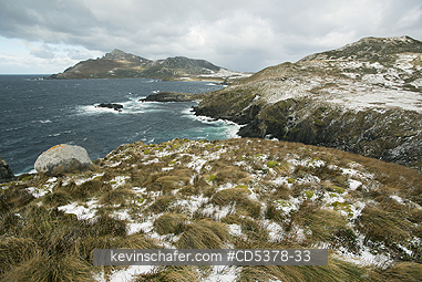 CHILE, SCENIC: Fresh Snowfall on Cape Horn island, (Cabo de Hornos), Southernmost point of South America, Chile