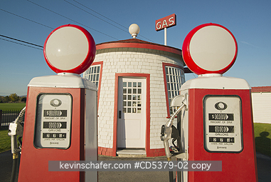 ZILLAH, WASHINGTON: Teapot Dome Gas Station, Built in 1922, National Historic Landmark, Zillah, Washington. It was handcrafted by Jack Ainswort, inspired by the Harding Administration Teapot Dome Scandal.