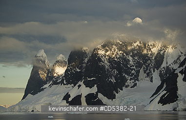 ANTARCTICA, SCENIC: Mountains and Glaciers, Sunset, Lemaire Channel, Antarctic Peninsula, Antarctica