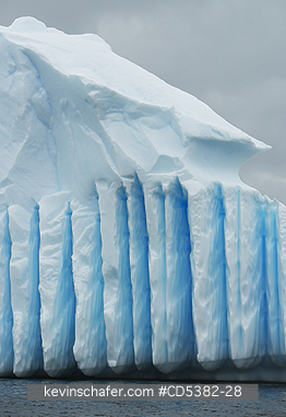 ANTARCTICA, SCENIC: Fluted Iceberg, Pleneau island, Antarctic Peninsula, Antarctica
