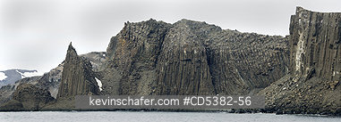 ANTARCTICA, SCENIC: Columnar Basalt, Neptune\\\'s Cathedral, Coppermine Peninsula, Robert Island,  English Strait, Antarctica (PANORAMIC)