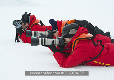 ANTARCTICA, PEOPLE: Photographing Emperor Penguins, Pack Ice, Antarctica