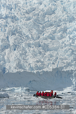 ANTARCTICA, PEOPLE: Zodiac and Glacier, Neko Harbor, Antarctica